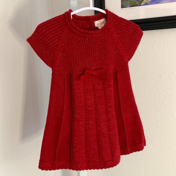 CAT & JACK Baby Sweater Dress, Red, Size: 6-9 mo. - Picture 2 of 8
